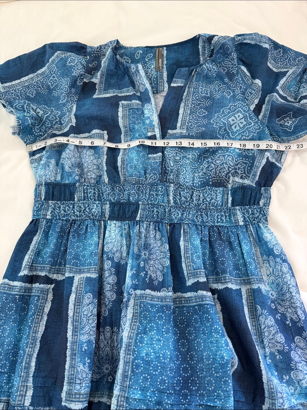 Anthropologie Somerset Maxi Dress Blue Patchwork Print XL Petite - Picture 8 of 11